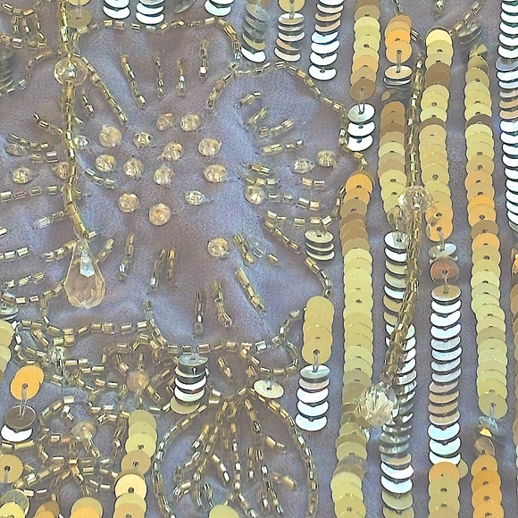 NWT ASOS Lavender, Silver Sequin Floral Midi w/ Faux Feather Hem Size 12 - Picture 12 of 16